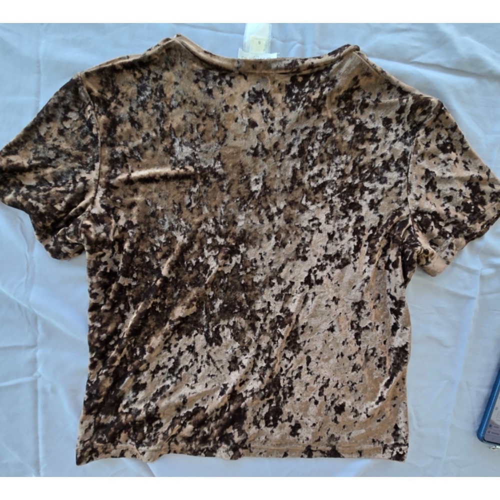 Vintage Origins Brown Velvet V Neck T-shirt W Sz S Gothic Whimsy Y2K Festive - Picture 8 of 16